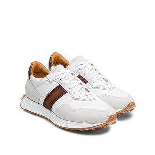 Magnanni Romero II 25361 men's casual sneakers in white and brown suede/calf-skin leather, showcasing a stylish and comfortable design.