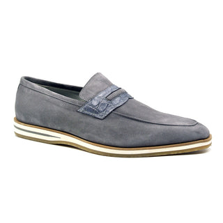 Zelli Italia Meo 3 Men's Shoes Gray Suede Goat Skin Penny Loafer (ZEL1002)