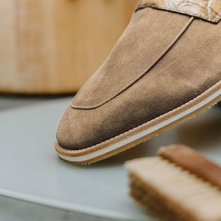 Zelli Italia Meo 3 Men's Shoes Taupe Suede Goat Skin Penny Loafer (ZEL1002)