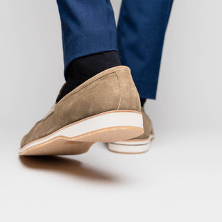Zelli Italia Meo 3 Men's Shoes Taupe Suede Goat Skin Penny Loafer (ZEL1002)
