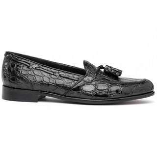 Zelli Italia Franco Men's Shoes Black Crocodile Skin Tassel Loafer (ZEL1005)
