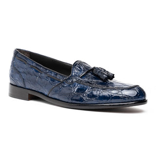 Zelli Italia Franco Men's Shoes Navy Crocodile Skin Tassel Loafer (ZEL1005)