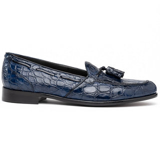 Zelli Italia Franco Men's Shoes Navy Crocodile Skin Tassel Loafer (ZEL1005)