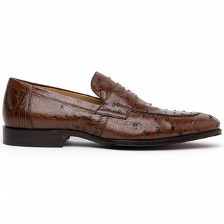 Zelli Italia Roma Men's Shoes Brown Ostrich Skin Penny Loafer (ZEL1004)