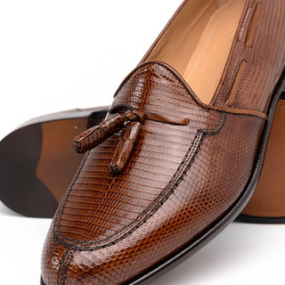 Zelli Italia Franco Men's Shoes Cognac Teju Lizard Skin Tassel Loafer (ZEL1006)