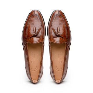 Zelli Italia Franco Men's Shoes Cognac Teju Lizard Skin Tassel Loafer (ZEL1006)