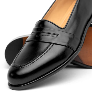 Zelli Italia Savannah Men's Shoes Black Calf-skin Leather Penny Loafer (ZEL1009)