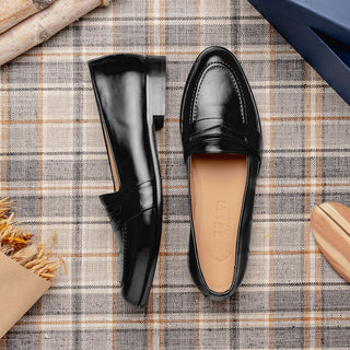 Zelli Italia Savannah Men's Shoes Black Calf-skin Leather Penny Loafer (ZEL1009)