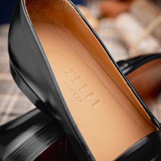 Zelli Italia Savannah Men's Shoes Black Calf-skin Leather Penny Loafer (ZEL1009)