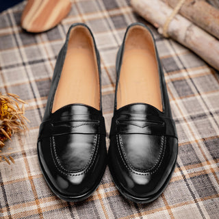 Zelli Italia Savannah Men's Shoes Black Calf-skin Leather Penny Loafer (ZEL1009)