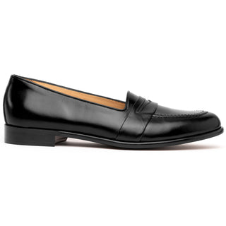 Zelli Italia Savannah Men's Shoes Black Calf-skin Leather Penny Loafer (ZEL1009)