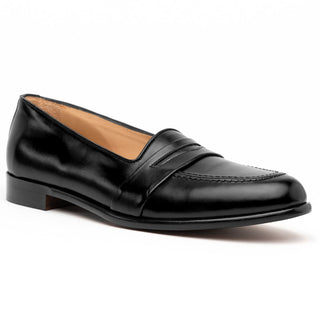 Zelli Italia Savannah Men's Shoes Black Calf-skin Leather Penny Loafer (ZEL1009)