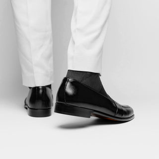 Zelli Italia Savannah Men's Shoes Black Calf-skin Leather Penny Loafer (ZEL1009)