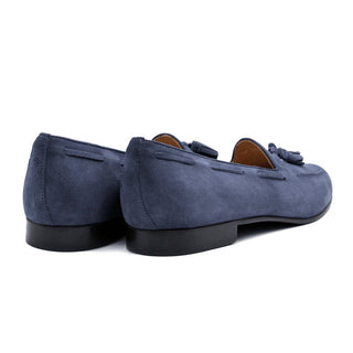 Zelli Italia Naples Men's Shoes Blue Suede Goat-Skin Tassel Loafer (ZEL1024)