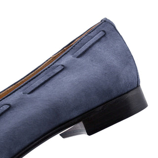 Zelli Italia Naples Men's Shoes Blue Suede Goat-Skin Tassel Loafer (ZEL1024)