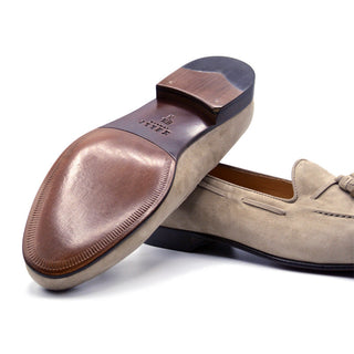 Zelli Italia Naples Men's Shoes Bone Suede Goat-Skin Tassel Loafer (ZEL1024)