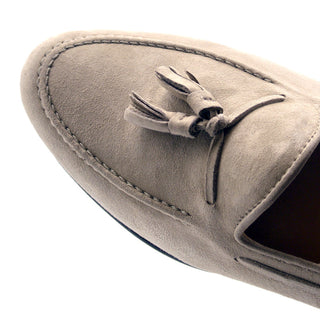 Zelli Italia Naples Men's Shoes Bone Suede Goat-Skin Tassel Loafer (ZEL1024)