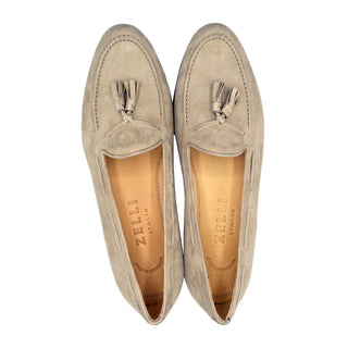 Zelli Italia Naples Men's Shoes Bone Suede Goat-Skin Tassel Loafer (ZEL1024)