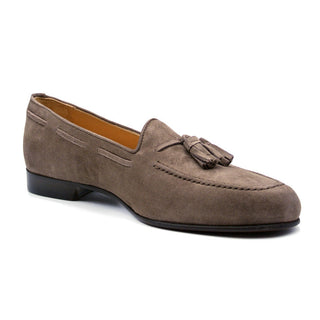 Zelli Italia Naples Men's Shoes Mocha Suede Goat-Skin Tassel Loafer (ZEL1024)