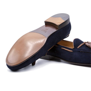 Zelli Italia Naples Men's Shoes Navy Suede Goat-Skin Tassel Loafer (ZEL1026)