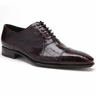 Caporicci 201 Alligator Cap-Toe Oxford Burgundy side