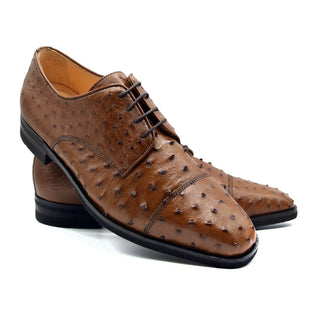 Zelli Italia Andrea Men's Shoe Brandy Ostrich Skin Derby (ZEL1035)