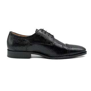 Zelli Italia Giovanni Men's Shoes Black Teju Lizard Skin Oxford (ZEL1037)