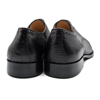 Zelli Italia Giovanni Men's Shoes Black Teju Lizard Skin Oxford (ZEL1037)