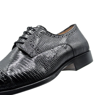 Zelli Italia Giovanni Men's Shoes Black Teju Lizard Skin Oxford (ZEL1037)