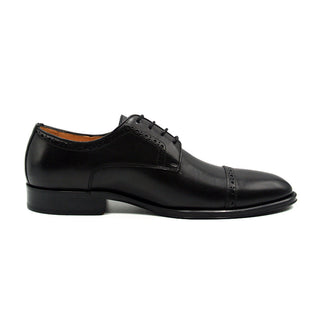 Zelli Italia Giovanni Men's Shoes Black Calf-Skin Leather Cap-toe Oxford (ZEL1038)