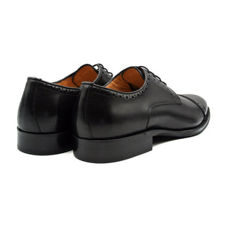 Zelli Italia Giovanni Men's Shoes Black Calf-Skin Leather Cap-toe Oxford (ZEL1038)