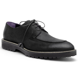 Zelli Italia Campo Men's Shoes Black Wax Finish Goat-Skin Suede Derby (ZEL1041)