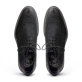 Zelli Italia Campo Men's Shoes Black Wax Finish Goat-Skin Suede Derby (ZEL1041)