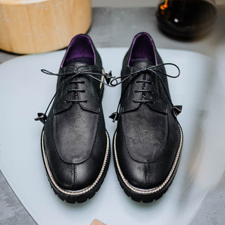 Zelli Italia Campo Men's Shoes Black Wax Finish Goat-Skin Suede Derby (ZEL1041)