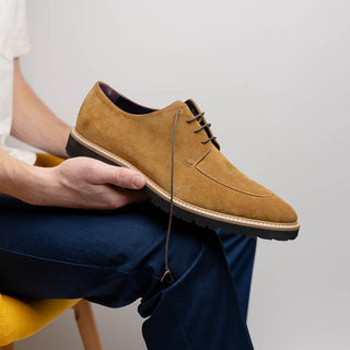 Zelli Italia Campo Men's Shoes Tobacco Goat-Skin Suede Derby (ZEL1042)