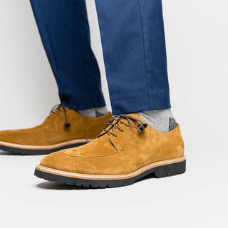 Zelli Italia Campo Men's Shoes Tobacco Goat-Skin Suede Derby (ZEL1042)