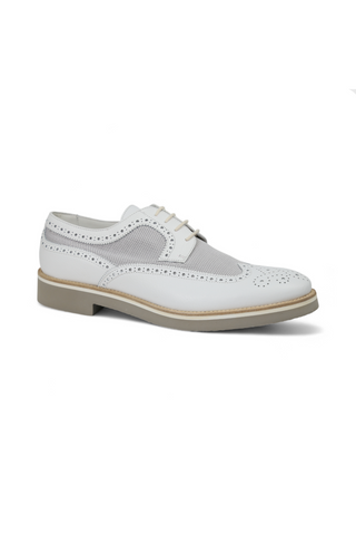 Dino Bigioni Designer Shoes Men's Italian Alce Dollaro Bianco White Oxfords (DB1004)