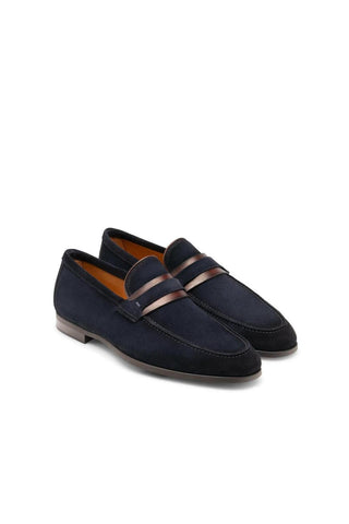 Magnanni 23822 Daniel Navy Suede Penny Loafers (MAGS1070)