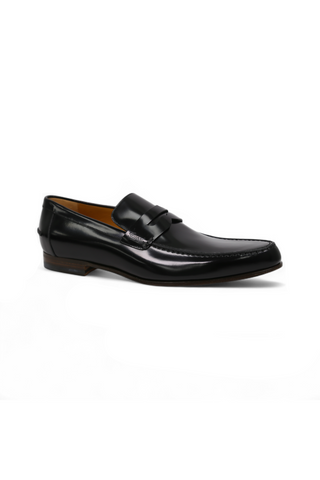 Gucci Men's Designer Shoes Black Leather Loafers with Logo Style 181797 (GGM1507)