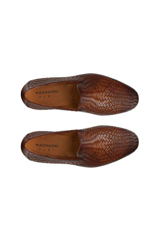 Magnanni 22702 Herrera Brown Woven Leather Slip-On Loafers (MAGS1009)