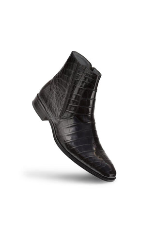 Mezlan 3663-J Belucci Black Alligator Zipper Boots (MZ3699)