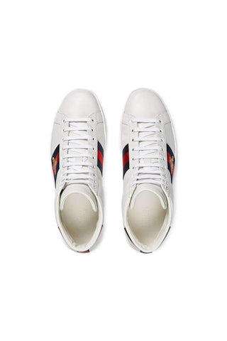 Gucci Bee Ace High-Top Sneakers White Leather Men's Trainers 501803 DOPE0 (GGM1702)