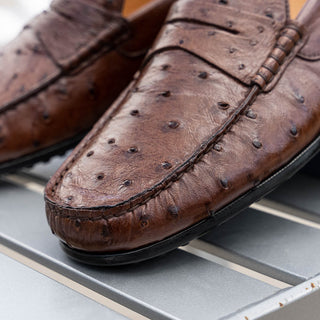 Zelli Italia Monza Men's Shoes Brown Ostrich Skin Driver (ZEL1047)