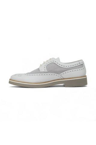 Dino Bigioni Designer Shoes Men's Italian Alce Dollaro Bianco White Oxfords (DB1004)