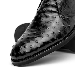 Zelli Italia Marco Men's Shoes Black Ostrich Skin Chukka Boot (ZEL1069)