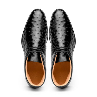 Zelli Italia Marco Men's Shoes Black Ostrich Skin Chukka Boot (ZEL1069)