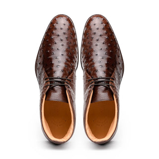 Zelli Italia Marco Men's Shoes Brown Ostrich Skin Chukka Boot (ZEL1069)