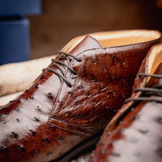 Zelli Italia Marco Men's Shoes Brown Ostrich Skin Chukka Boot (ZEL1069)