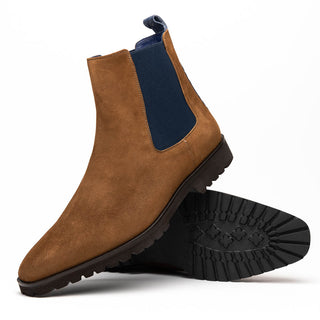 Zelli Italia Gianna Men's Shoes Cognac Suede Leather Chelsea Boot (ZEL1070)