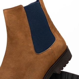 Zelli Italia Gianna Men's Shoes Cognac Suede Leather Chelsea Boot (ZEL1070)